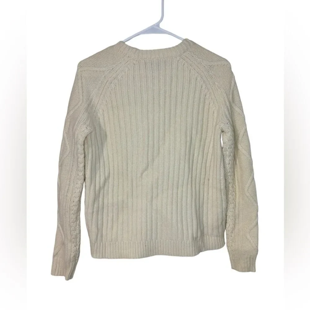 J.Crew Pom Pom Cable Knit Wool Sweater